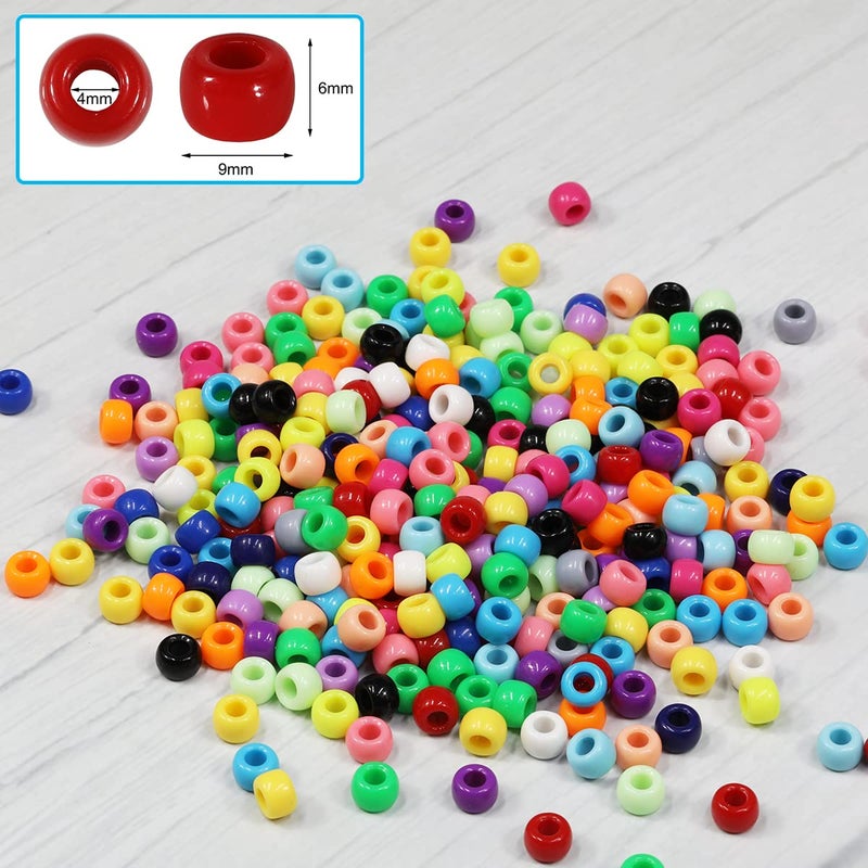 BALABEAD Giant Crayon Bead Box, Pony Beads with Smooth Surface Craft Assortment Colors (6x 9mm/18colors/1800 beads) - Image 2